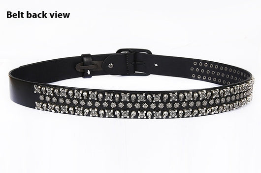 Cinturón de Cuero Genuino para Hombre Estilo Punk con Remaches y Calavera - Image 25