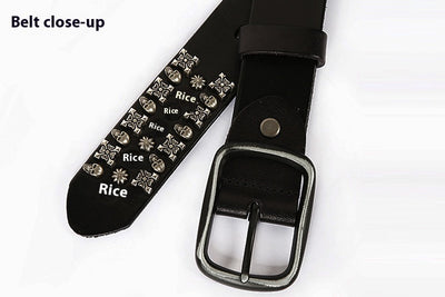 Cinturón de Cuero Genuino para Hombre Estilo Punk con Remaches y Calavera - Image 26