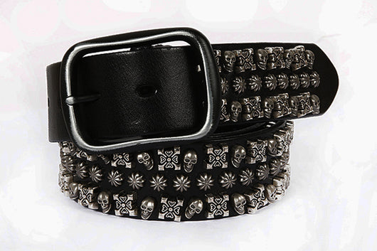 Cinturón de Cuero Genuino para Hombre Estilo Punk con Remaches y Calavera - Image 30