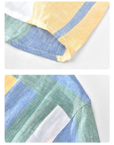 Camisa de Lino Manga Corta con Cuello de Pie para Hombre - Image 15