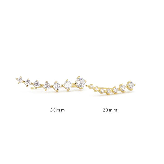 Aretes de Plata Esterlina S925 con 7 Diamantes Brillantes en Fila Simple - Image 6