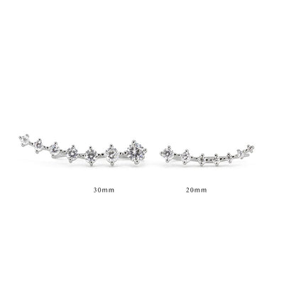 Aretes de Plata Esterlina S925 con 7 Diamantes Brillantes en Fila Simple - Image 8