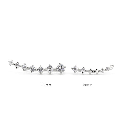 Aretes de Plata Esterlina S925 con 7 Diamantes Brillantes en Fila Simple - Image 8
