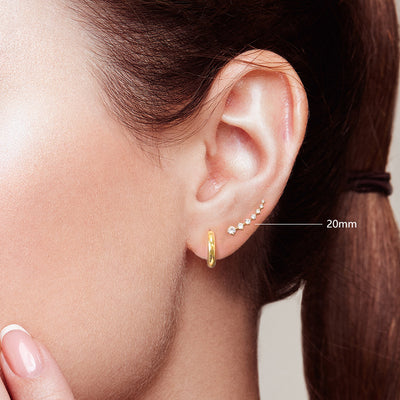 Aretes de Plata Esterlina S925 con 7 Diamantes Brillantes en Fila Simple - Image 9