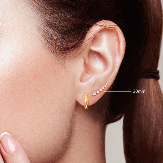 Aretes de Plata Esterlina S925 con 7 Diamantes Brillantes en Fila Simple - Image 9