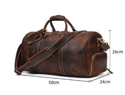 Bolsa de Viaje Cuero Crazy Horse Retro - Maletín Duffel Vintage - Image 13