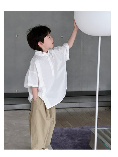 Camisa Blanca de Manga Corta para Niño - Comodidad de Verano - Image 8