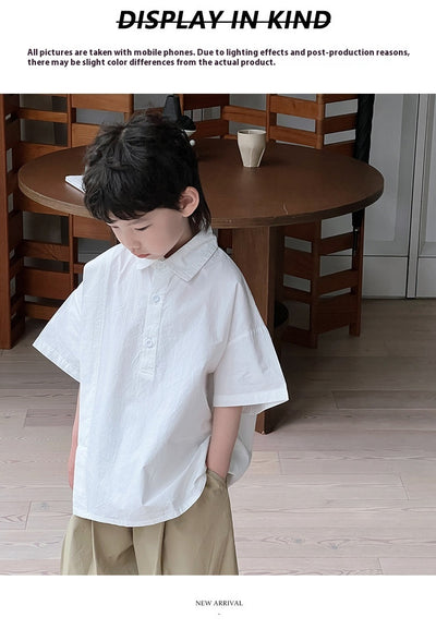 Camisa Blanca de Manga Corta para Niño - Comodidad de Verano - Image 9