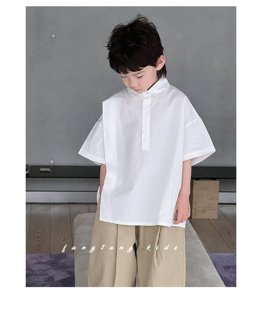 Camisa Blanca de Manga Corta para Niño - Comodidad de Verano - Image 10
