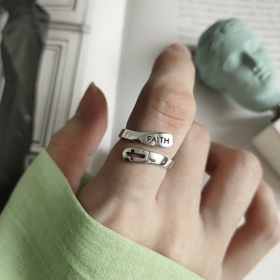 Anillo de Cruz FAITH en Plata de Ley - Image 9