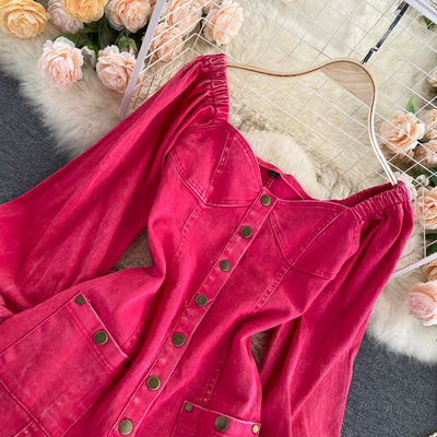 Short Jeans Vintage Ajustado de Una Botonadura - Image 18
