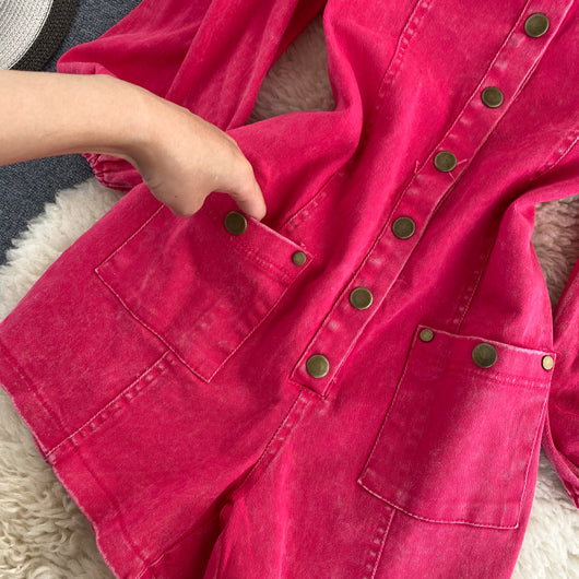Short Jeans Vintage Ajustado de Una Botonadura - Image 27