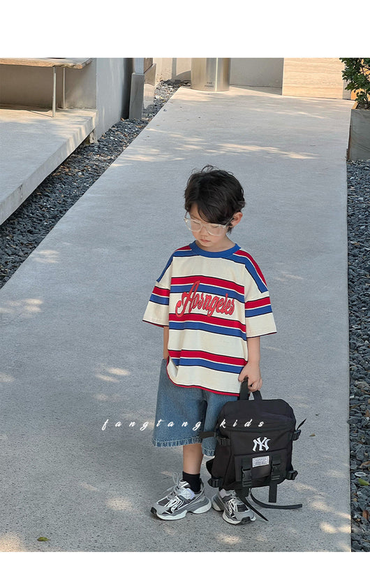 Playera Infantil de Rayas Cuello Redondo - Casual y Cómoda - Image 8