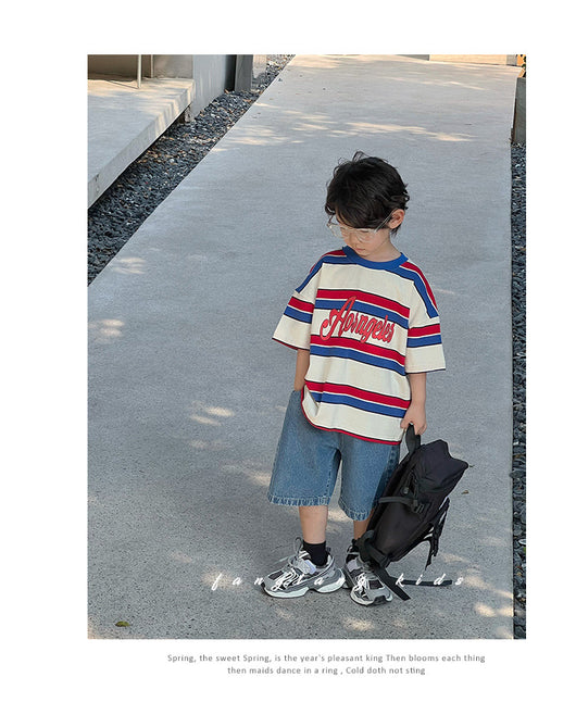 Playera Infantil de Rayas Cuello Redondo - Casual y Cómoda - Image 12