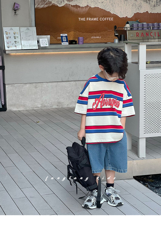 Playera Infantil de Rayas Cuello Redondo - Casual y Cómoda - Image 16