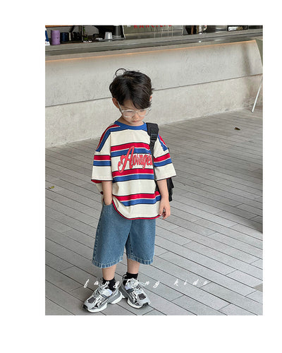 Playera Infantil de Rayas Cuello Redondo - Casual y Cómoda - Image 18
