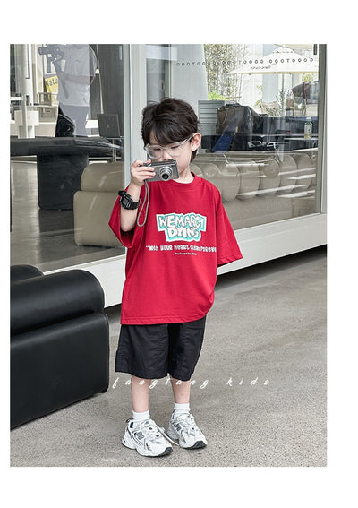 Blusa Infantil Roja Manga Corta Holgada para Verano - Image 8