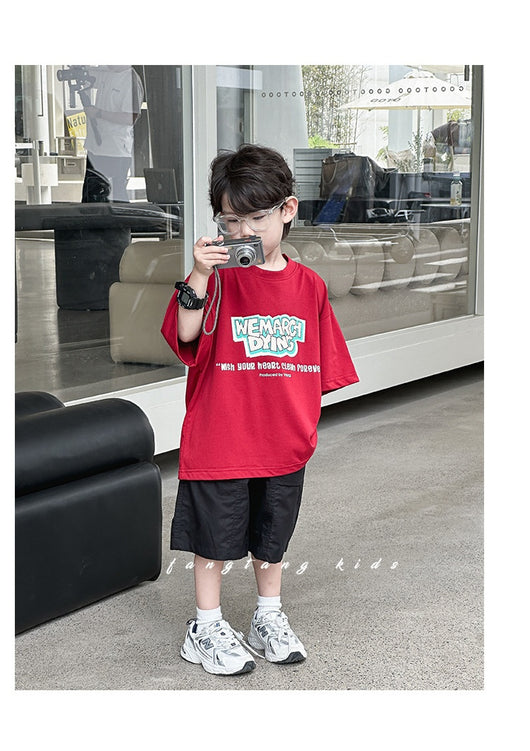 Blusa Infantil Roja Manga Corta Holgada para Verano - Image 8