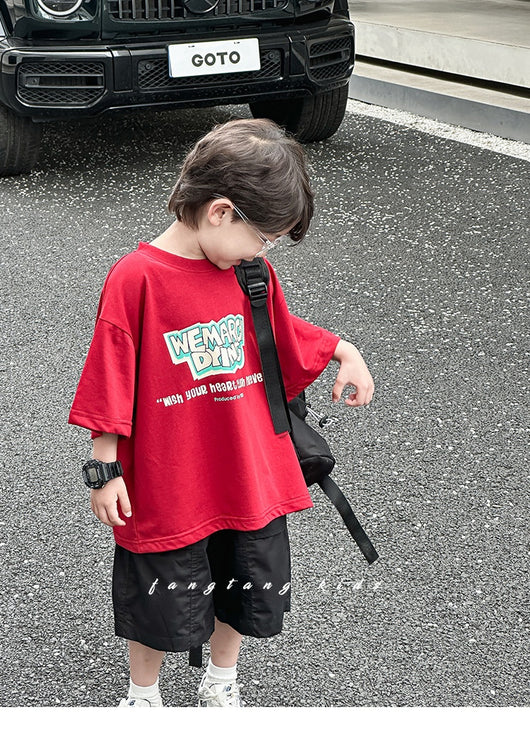 Blusa Infantil Roja Manga Corta Holgada para Verano - Image 9
