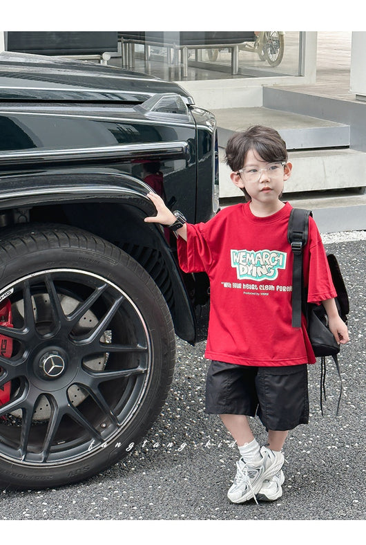 Blusa Infantil Roja Manga Corta Holgada para Verano - Image 10