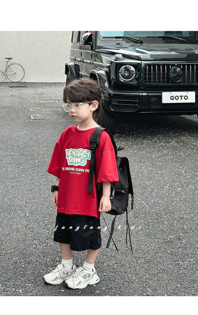 Blusa Infantil Roja Manga Corta Holgada para Verano - Image 12