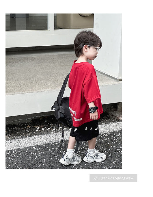 Blusa Infantil Roja Manga Corta Holgada para Verano - Image 13