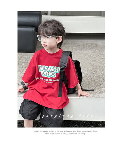 Blusa Infantil Roja Manga Corta Holgada para Verano - Image 17