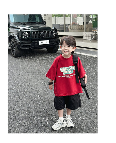 Blusa Infantil Roja Manga Corta Holgada para Verano - Image 18