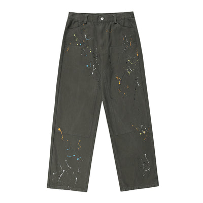 Pantalones Rectos con Diseño Splash de Pintura Artística - Image 34