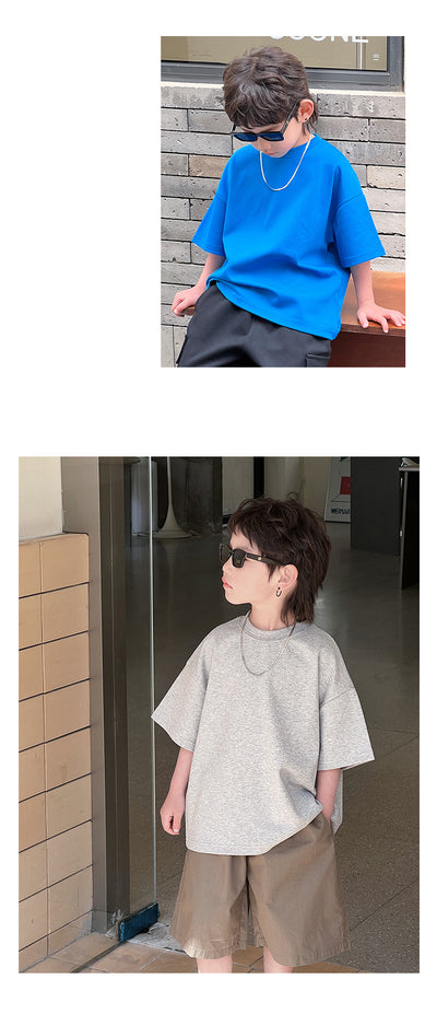 Camiseta Infantil Manga Corta Cuello Redondo Color Liso - Image 11