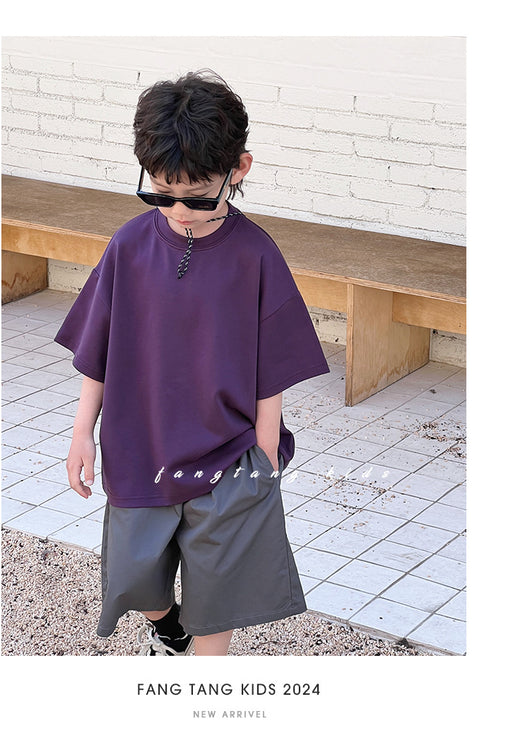 Camiseta Infantil Manga Corta Cuello Redondo Color Liso - Image 16