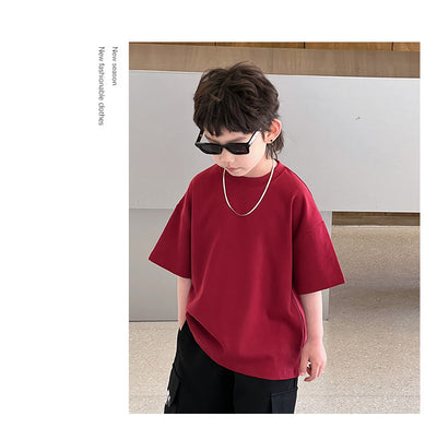 Camiseta Infantil Manga Corta Cuello Redondo Color Liso - Image 21