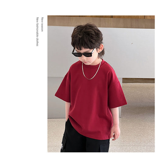Camiseta Infantil Manga Corta Cuello Redondo Color Liso - Image 21