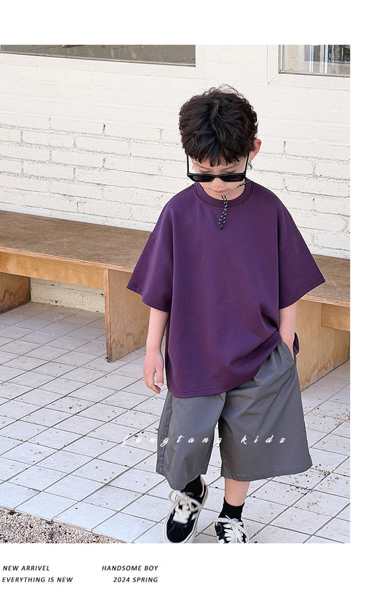 Camiseta Infantil Manga Corta Cuello Redondo Color Liso - Image 23