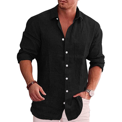 Camisa de Algodón y Lino Clásica con Cuello Solapa - Ajuste Regular - Image 12