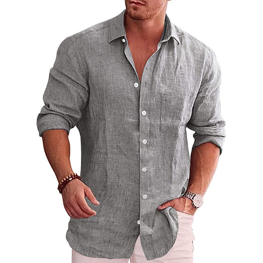 Camisa de Algodón y Lino Clásica con Cuello Solapa - Ajuste Regular - Image 13
