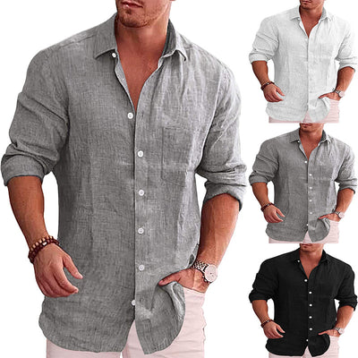 Camisa de Algodón y Lino Clásica con Cuello Solapa - Ajuste Regular - Image 15