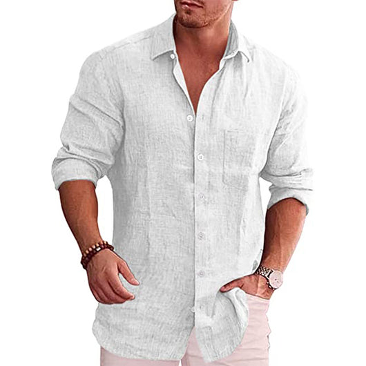 Camisa de Algodón y Lino Clásica con Cuello Solapa - Ajuste Regular - Image 16