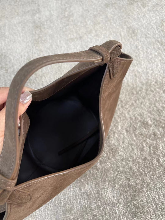 Bolso Bucket de Cuero Genuino Ante Esmerilado Gran Capacidad - Image 53