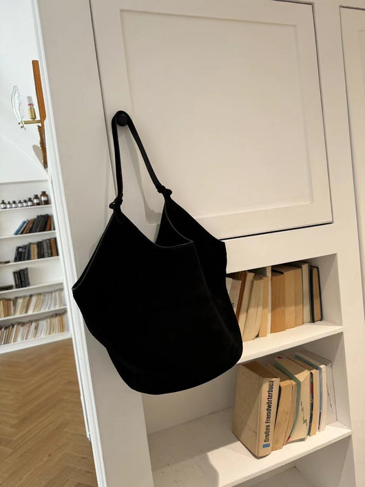 Bolso Bucket de Cuero Genuino Ante Esmerilado Gran Capacidad - Image 57