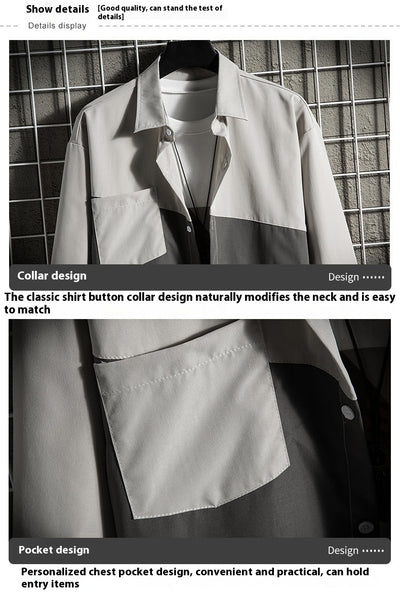 Chaqueta Casual Hombre Manga Larga con Costuras Sueltas - Image 16