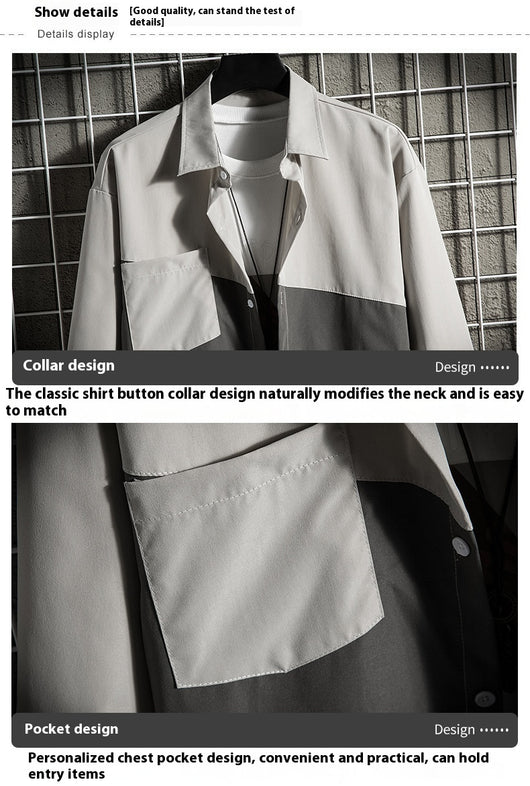Chaqueta Casual Hombre Manga Larga con Costuras Sueltas - Image 16