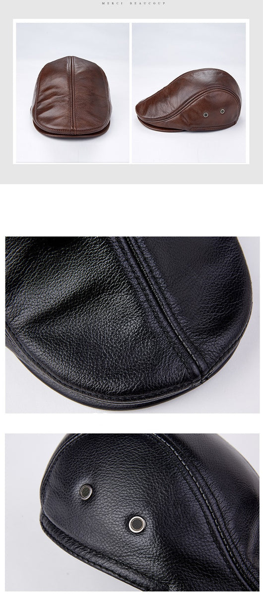 Boina de Cuero Genuino para Hombre con Protección para Orejas - Image 9
