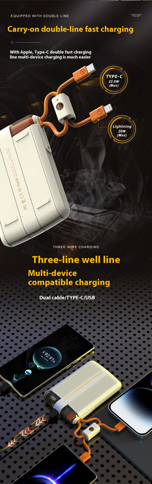 Banco de Energía 225W con Cable Integrado - Carga Ultrarrápida Portátil - Image 15