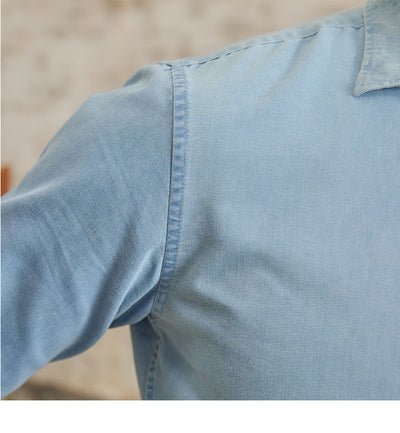 Camisa Denim Casual British Fashion para Hombre - Manga Larga Elegante - Image 11
