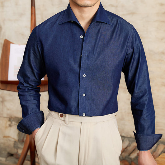 Camisa Denim Casual British Fashion para Hombre - Manga Larga Elegante - Image 13
