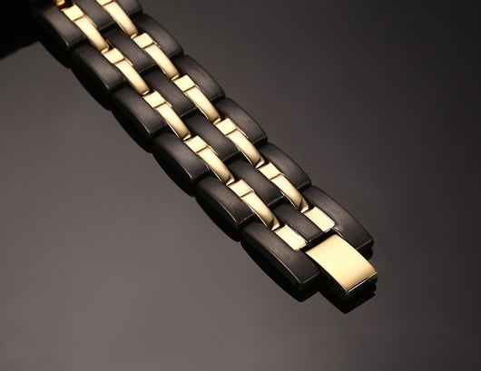 Pulsera Trendy Acero Inoxidable Bicolor Oro y Negro - Image 6