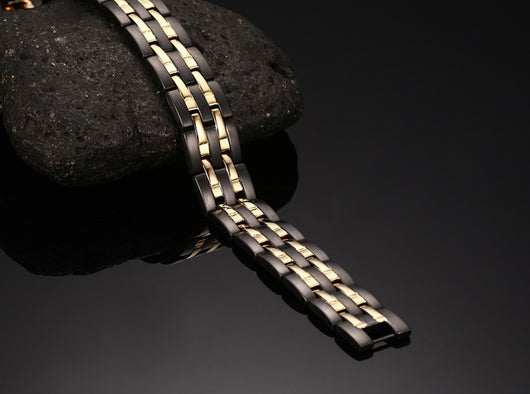 Pulsera Trendy Acero Inoxidable Bicolor Oro y Negro - Image 8