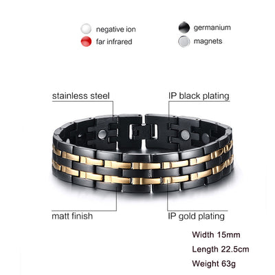 Pulsera Trendy Acero Inoxidable Bicolor Oro y Negro - Image 9
