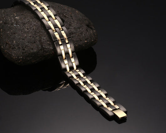 Pulsera Trendy Acero Inoxidable Bicolor Oro y Negro - Image 10